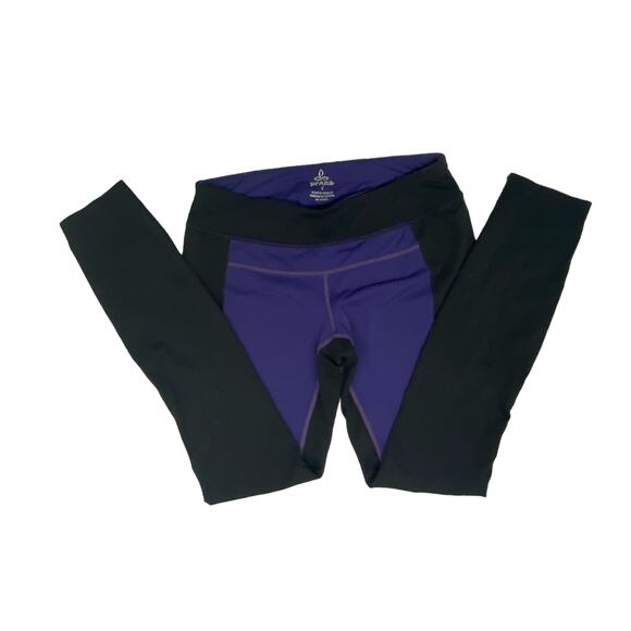 PRANA Women’s Capri Leggings Size Small Color Black & Purple - Picture 1 of 3